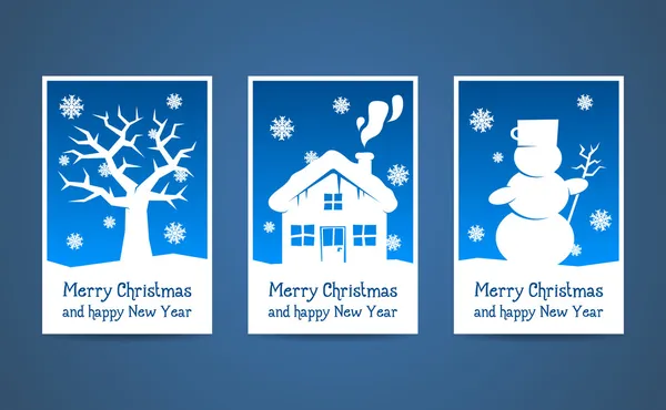 Vector blue christmas cards — Stock Vector