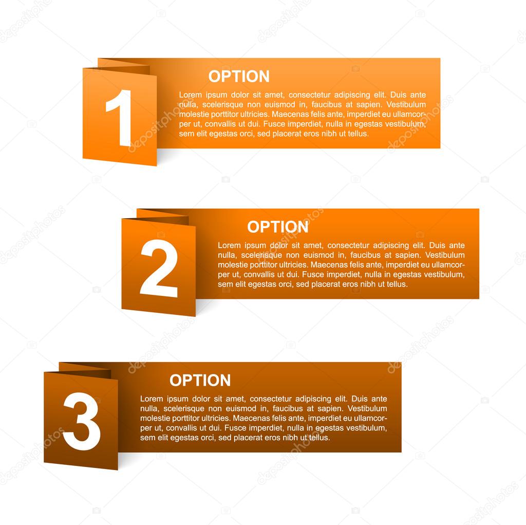 vector orange paper option labels