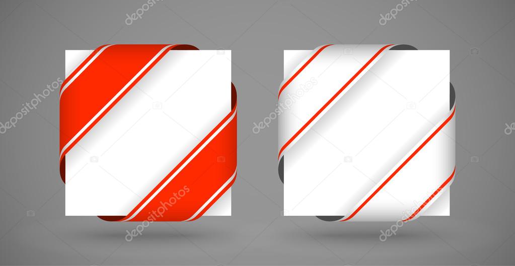 vector red and white christmas corner ribbons