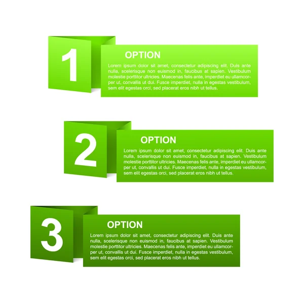 Vector green paper option labels — Stock Vector