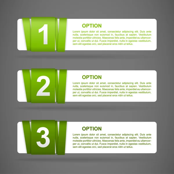 Vector green paper option labels — Stock Vector