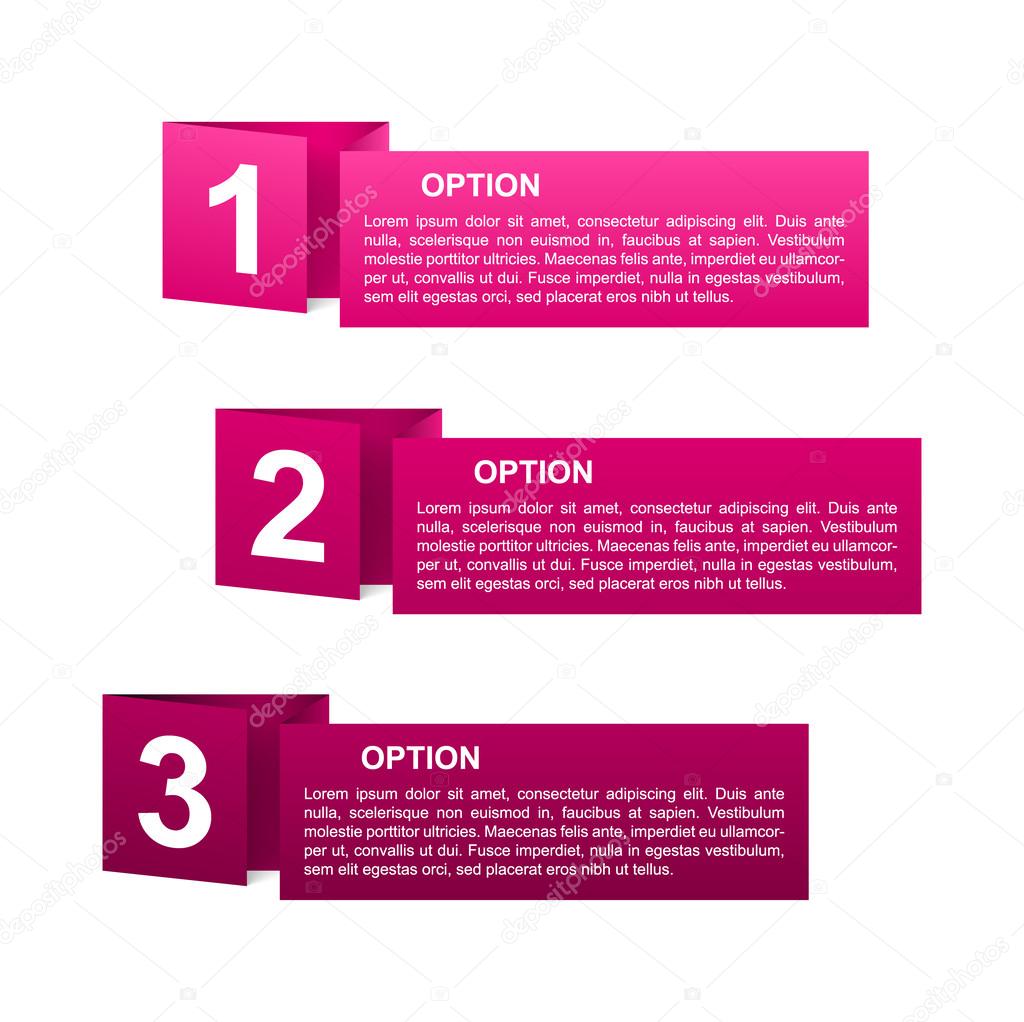 vector pink paper option labels