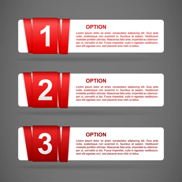 Vector red paper option labels — Stock Vector