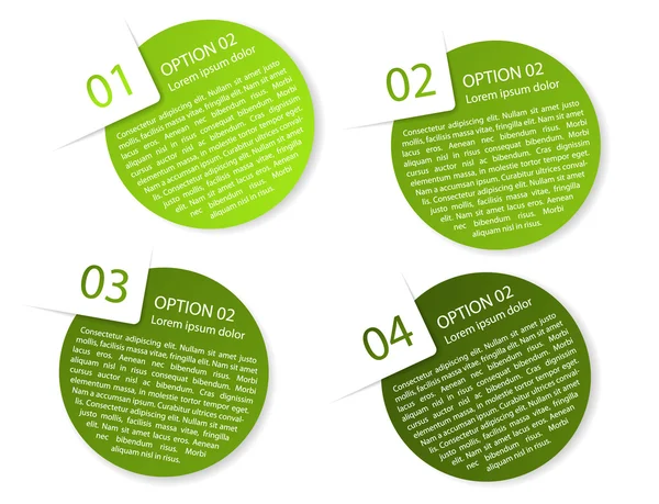 Vector green rounded paper option labels — Stock Vector
