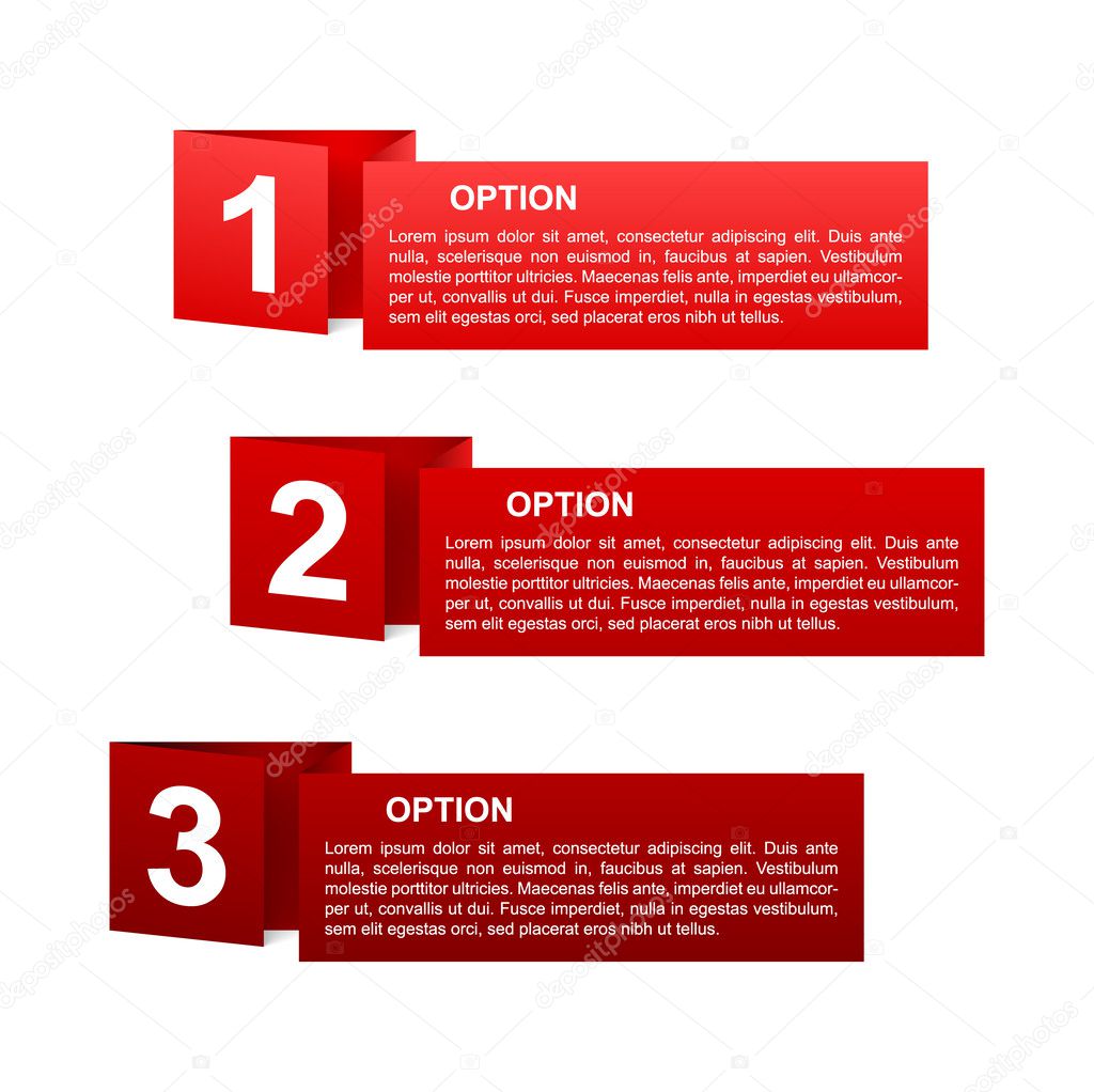 vector red paper option labels