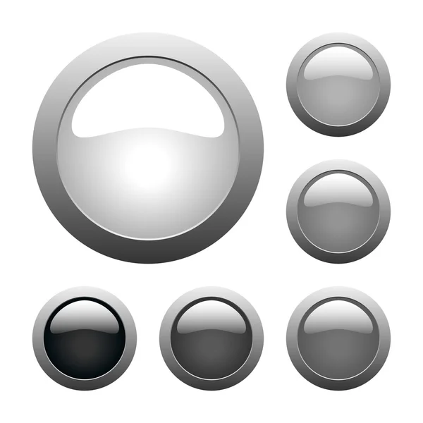 Διανυσματικά κουμπιά γκρι γυαλί — Διανυσματικό Αρχείο