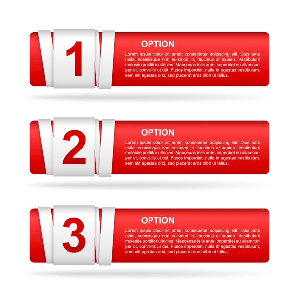 Vector red paper option labels — Stock Vector