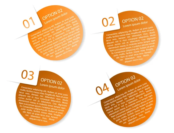 Vector orange rounded paper option labels — Stock Vector