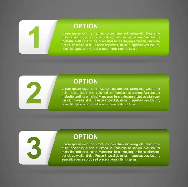 Vector green paper option labels — Stock Vector