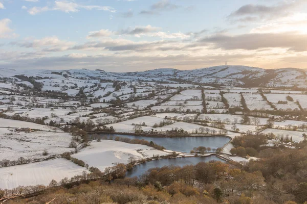 Zimní Krajina Sněhu Tegg Nose Country Park Macclesfield Cheshire Velká — Stock fotografie