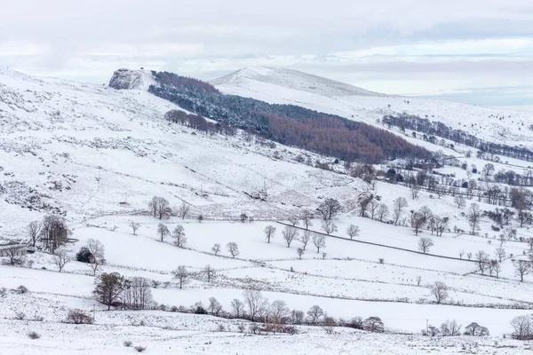 Winter View Snow Covered Countryside Peak District Derbyshire — 스톡 사진