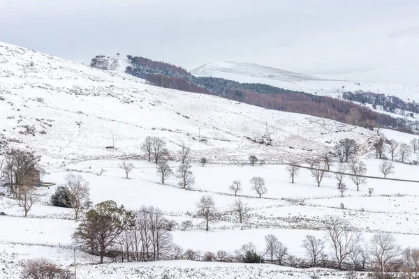 Winter View Snow Covered Countryside Peak District Derbyshire — Foto Stock