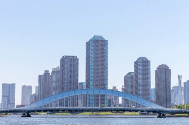 Sumida Nehri üzerindeki Eitai Köprüsü, Tokyo, Japonya.