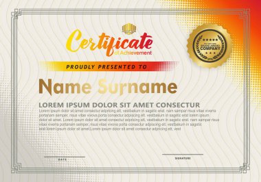 Çapraz yarım ton süslemeli modern sertifika şablonu. vektör illüstrasyonu