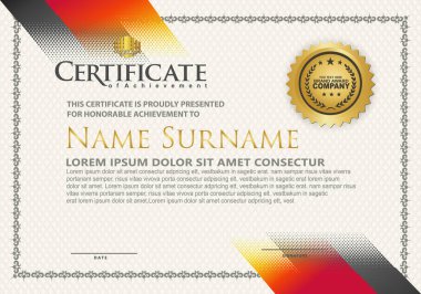 Çapraz yarım ton süslemeli modern sertifika şablonu. vektör illüstrasyonu