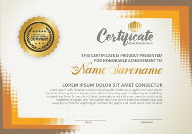 Yarım ton biçimli diploma sertifika şablonu ve modern şablon