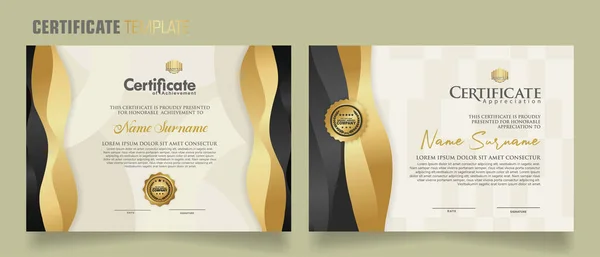Modèle Certificat Luxe Avec Effet Dynamique Fond Motif Moderne Design — Image vectorielle