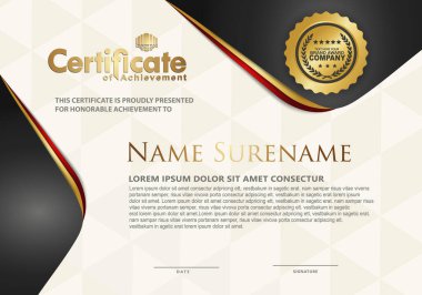 Lüks Yatay Sertifika Şablonu zarif dokusu modern şablonu, diploması, Vektör çizimi