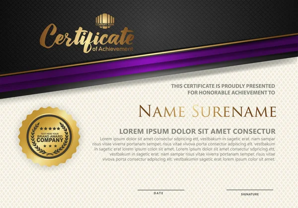 Desen şablonu üzerinde satır biçimi etkisi olan modern sertifika şablonu, vektör Resimleri