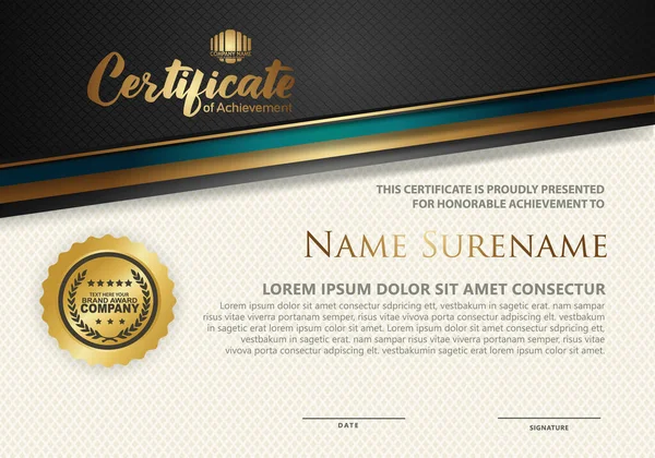 Desen şablonu üzerinde satır biçimi etkisi olan modern sertifika şablonu, vektör Resimleri