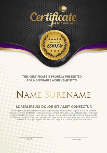Lüks ve zarif desenli sertifika şablonu modern model arka plan, diploma, Vektör illüstrasyonu