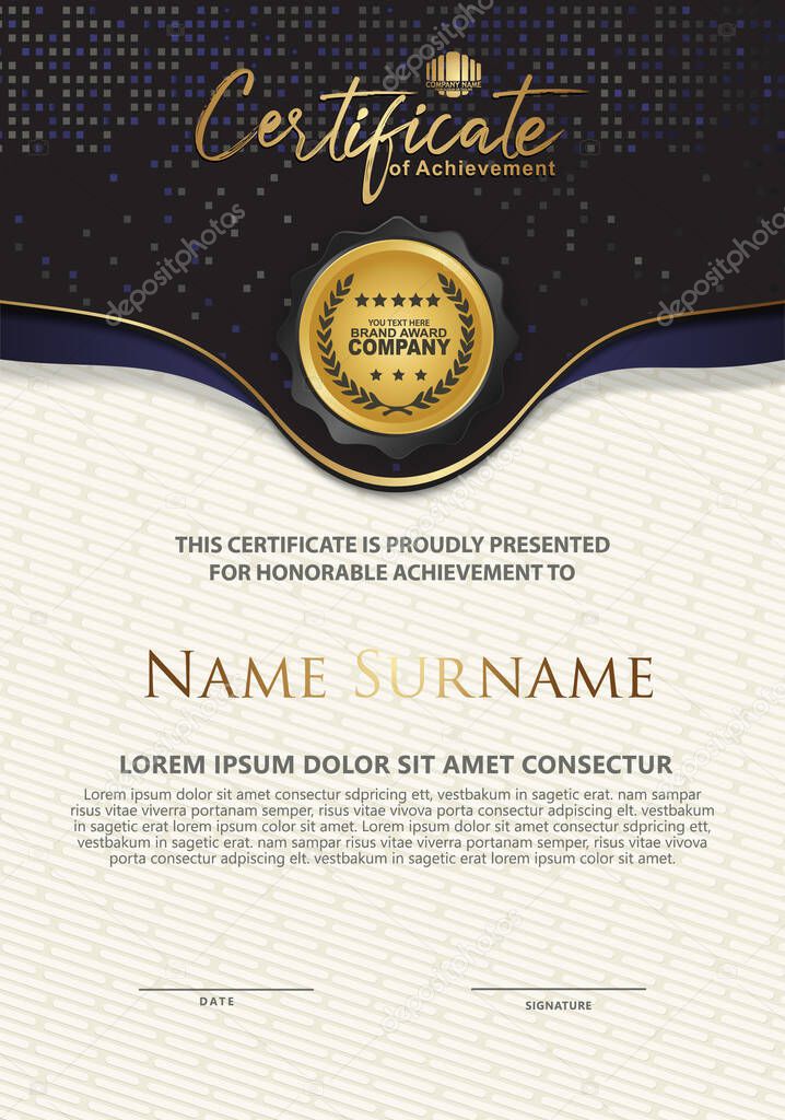 Luxury vertical Certificate template with elegant texture modern pattern, diploma, Vector illustration