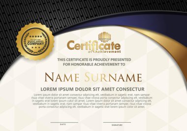 Sertifika şablonu lüks ve zarif ve peyzaj arkaplanı, diploma, Vektör illüstrasyonu dokulu çizgi süslemesi