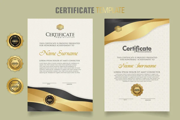 Modèle Certificat Luxe Avec Effet Dynamique Fond Motif Moderne Design — Image vectorielle