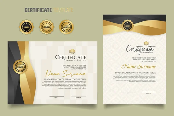 Modèle Certificat Luxe Avec Effet Dynamique Fond Motif Moderne Design — Image vectorielle