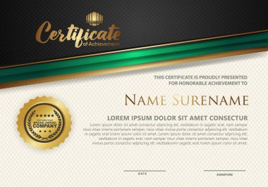 Desen şablonu üzerinde satır biçimi etkisi olan modern sertifika şablonu, vektör Resimleri
