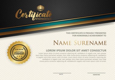 Desen şablonu üzerinde satır biçimi etkisi olan modern sertifika şablonu, vektör Resimleri