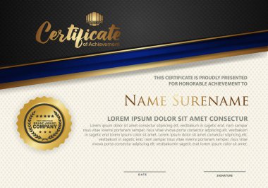 Desen şablonu üzerinde satır biçimi etkisi olan modern sertifika şablonu, vektör Resimleri