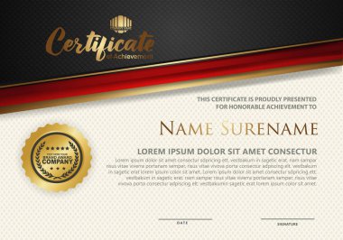 Desen şablonu üzerinde satır biçimi etkisi olan modern sertifika şablonu, vektör Resimleri