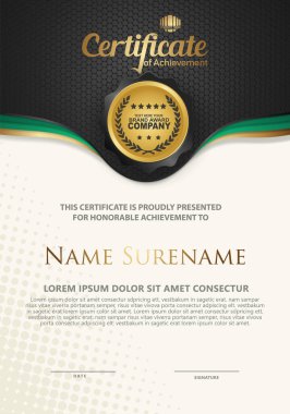 Lüks ve zarif desenli sertifika şablonu modern model arka plan, diploma, Vektör illüstrasyonu