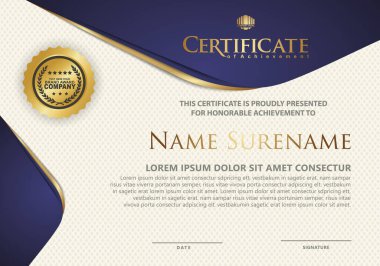 Lüks Yatay Sertifika Şablonu zarif dokusu modern şablonu, diploması, Vektör çizimi