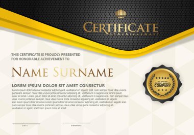 Peyzaj arka planı, diploma, Vektör illüstrasyonuna dokunmuş zarif ve geleceksel çizgi süslemesi sertifika şablonu