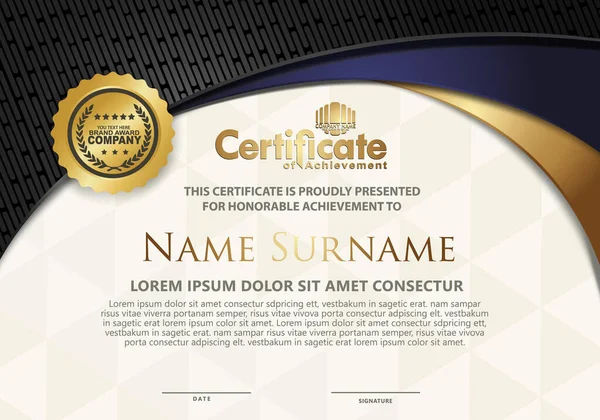 Sertifika şablonu lüks ve zarif ve peyzaj arkaplanı, diploma, Vektör illüstrasyonu dokulu çizgi süslemesi