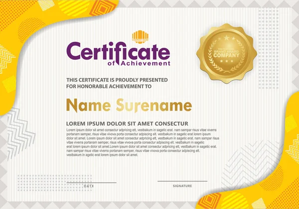 Certificate Template Futuristic Colorful Geometric Shape Liquid Composition Ornament Texture — ストックベクタ