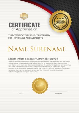 certificate template with luxury pattern,diploma, portrait, A4 size, Vector illustration