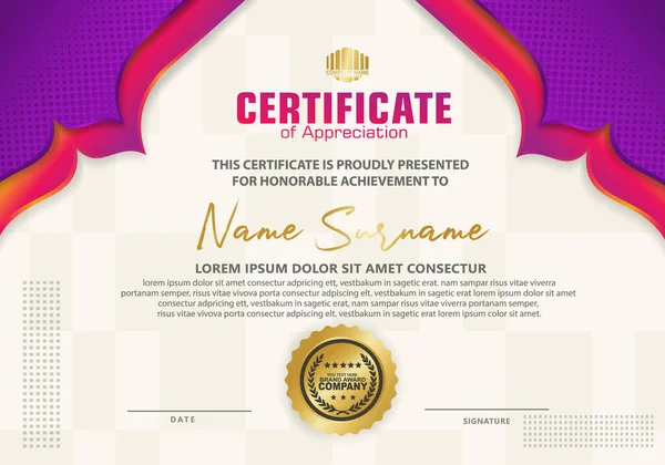 Certificate Template Dynamic Futuristic Texture Pattern Background Diploma Vector Illustration — Vector de stock