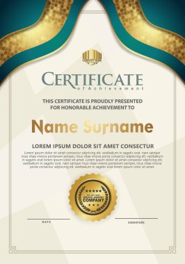 Lüks ve zarif dokusu olan sertifika şablonu arkaplan, diploma, Vektör illüstrasyonu