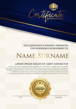Luxury modern certificate template with flow lines effect ornament on texture pattern background, vector illustration A4 size