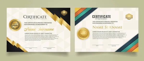 Set Horizontal Certificate Template Stripes Ornament Modern Texture Pattern Background — Stock Vector