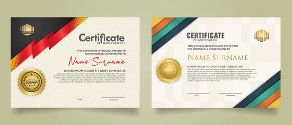 Set Horizontal Certificate Template Ribbon Stripes Ornament Modern Texture Pattern — Vetor de Stock