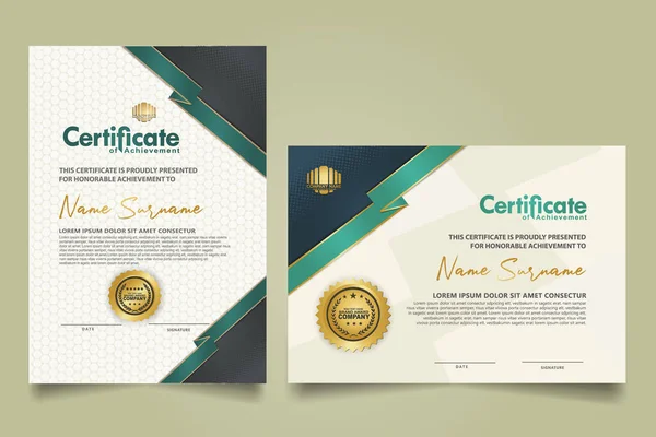 Set Vertical Horizontal Certificate Template Ribbon Stripes Ornament Modern Texture — Vettoriale Stock