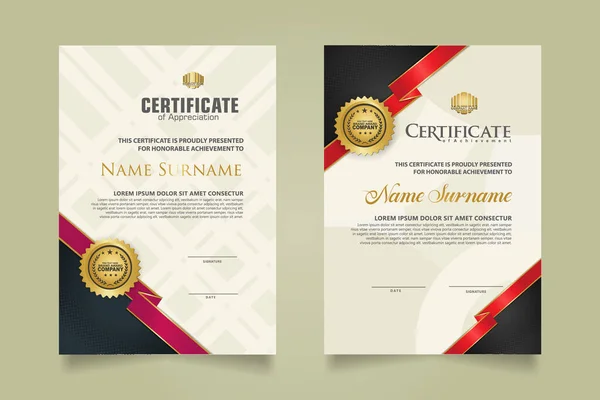 Set Vertical Certificate Template Ribbon Stripes Ornament Modern Texture Pattern — Διανυσματικό Αρχείο