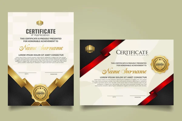 Set Vertical Horizontal Certificate Template Ribbon Stripes Ornament Modern Texture — 图库矢量图片