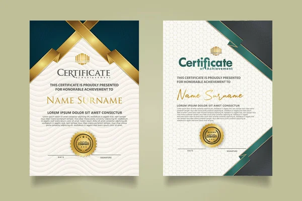 Set Certificate Template Ribbon Stripes Ornament Modern Texture Pattern Background — Archivo Imágenes Vectoriales