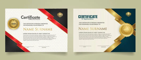 Set Certificate Template Ribbon Stripes Ornament Modern Texture Pattern Background — Archivo Imágenes Vectoriales