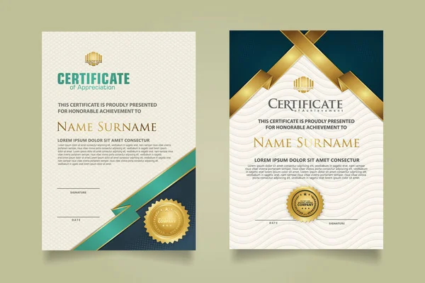 Set Certificate Template Ribbon Stripes Ornament Modern Texture Pattern Background — Archivo Imágenes Vectoriales